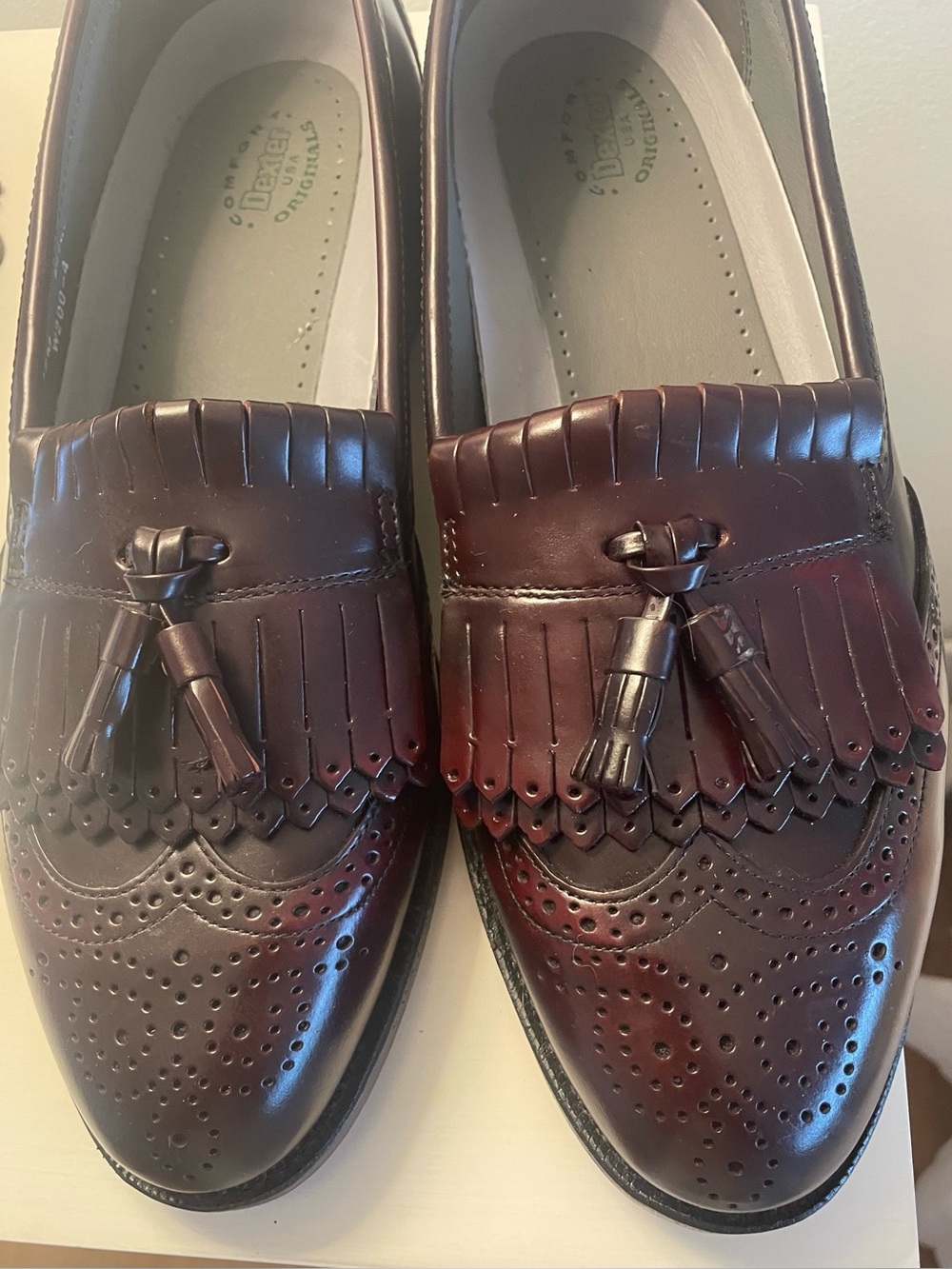 Dexter Brown/ Oxblood Tasseled Wingtip Loafers Size 12M USA New Vintage
